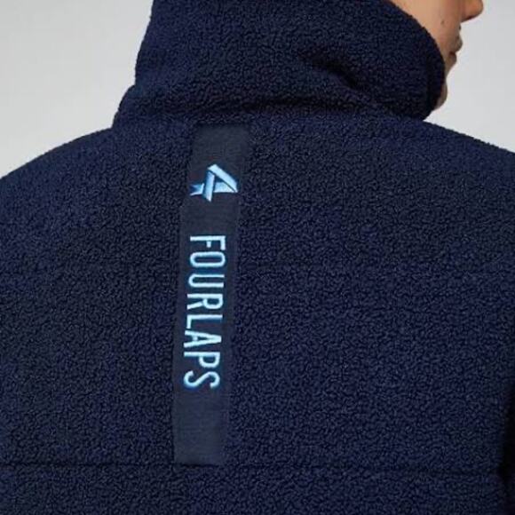 Reversible Polar Quilted Sherpa Jacket Navy Cornflower - Picture 14 of 15